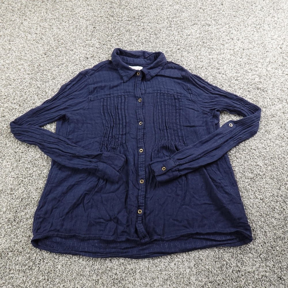 Hollister Shirt Womens XS Blue Long Sleeve Button Up Casual Preppy Surf Boho Top